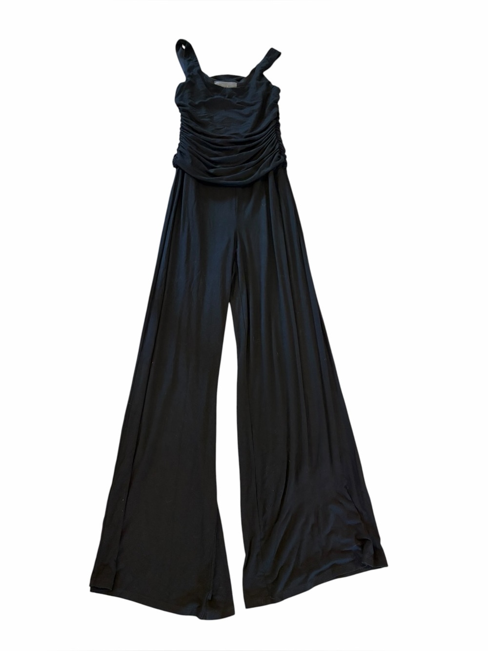 ANTHROPOLOGIE SUNDAY IN BROOKLYN Black Ruched Sleeveless Wide Leg Jumpsuit